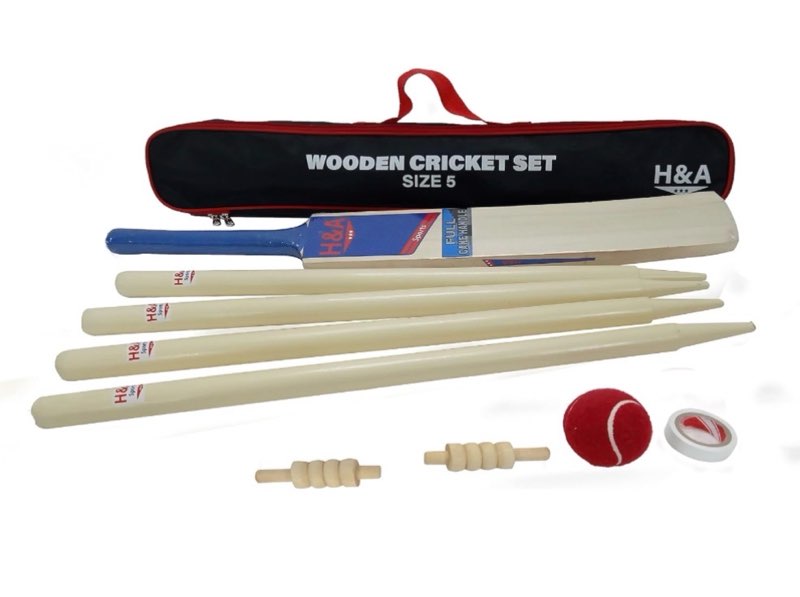 h&a sports kids wooden cricket set size 3 & 5 size 5