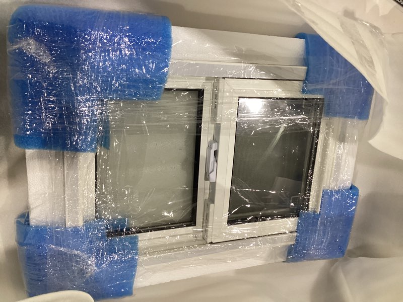 Condition photo showing New/Like New for pushglossy 14" x 21" mobile home window insulated vinyl low e mobile home windows replacement, lower tilt sash screen included, clear double pane glass, single hung for house basement parts, white 14" x 21" single hung