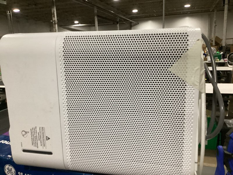 Condition photo showing As Is for ge 50 pt. for wet rooms up to 5000 sq. ft. residential dehumidifier with built-in. pump in white, wi-fi, energy star