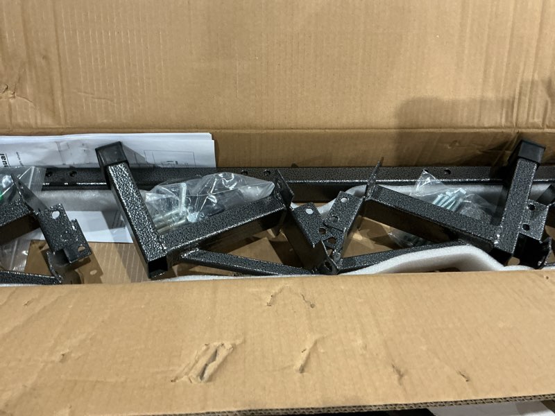 Condition photo showing New/Like New for adjustable trailer ladder rack for enclosed trailers – exterior side wall mount, holds 2 ladders, heavy duty design