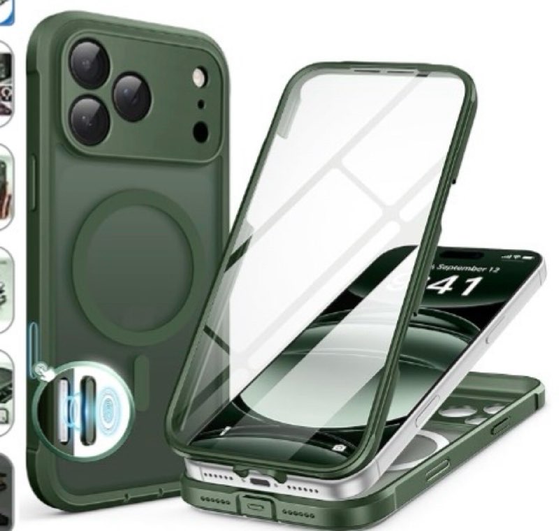 berfy for iphone 17 pro case, compatible with magsafe, built-in 9h tempered glass screen protector a