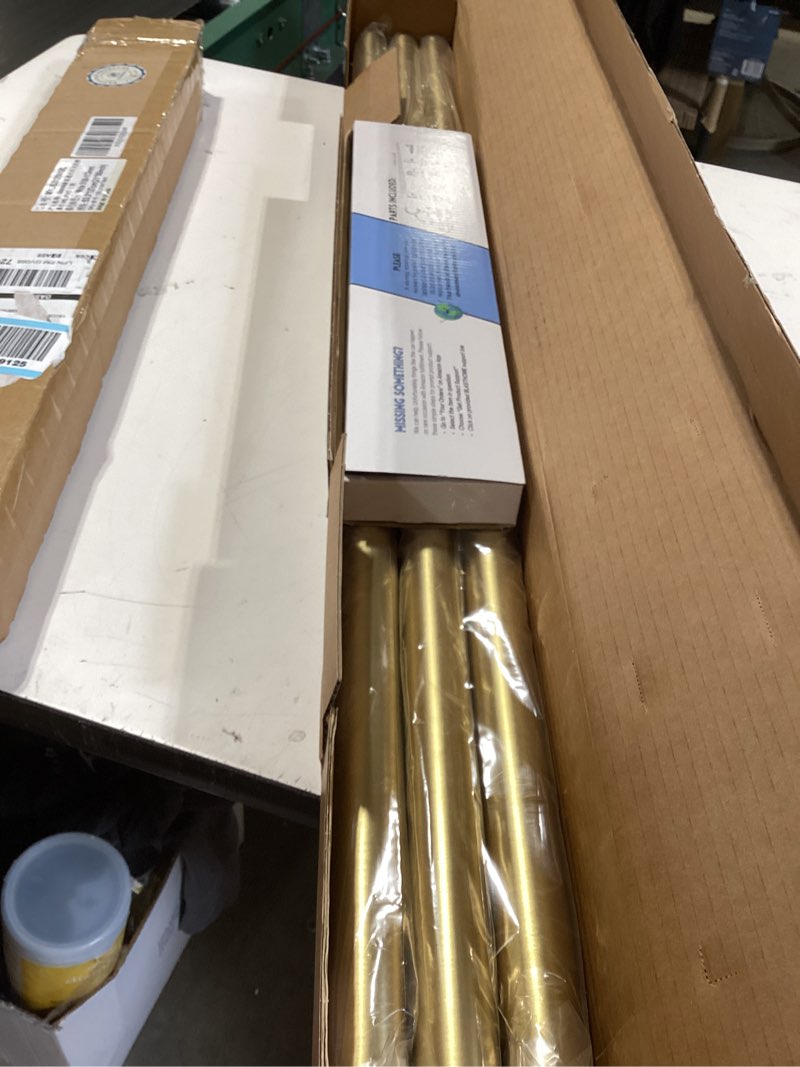 Condition photo showing Good Condition for blasthome® non-adjustable luxury curtain rods for windows, 1 ¼” rod set, 10 foot fixed length (three rods connect for a seamless look), brushed gold single rod brushed gold 10 foot
