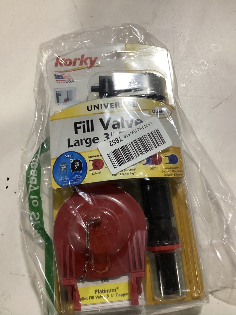 Condition photo showing Good Condition for Korky 830MP QuietFILL Platinum Toilet Fill Valve and Premium Large 3-Inch Flapper-Easy to Install-Made in USA 7-3/4 In. - 13-1/2 In.