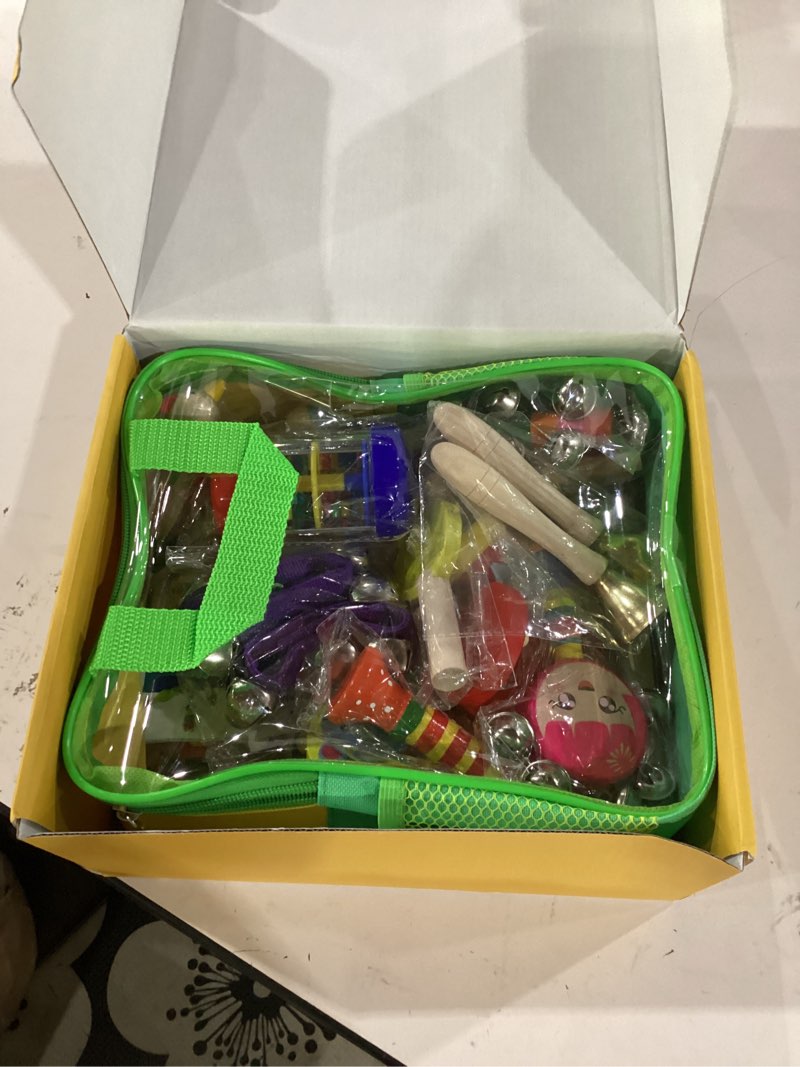 Condition photo showing Good Condition for kids musical instruments, 33pcs 18 types wooden percussion instruments tambourine xylophone toys for kids children, preschool education early learning musical toy for boys and girls rainbow