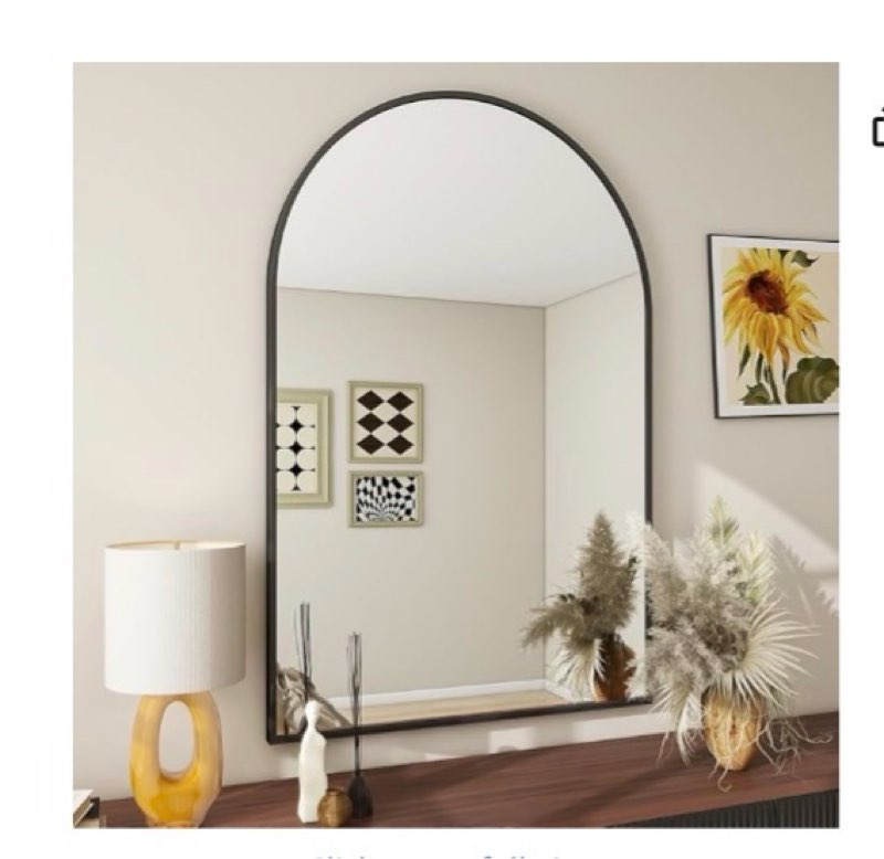 BEAUTYPEAK 24"x36" Arch Bathroom Mirror, Wall Mounted Vanity Metal Frame Mirror for Bedroom, Entryway, Living Room, Black