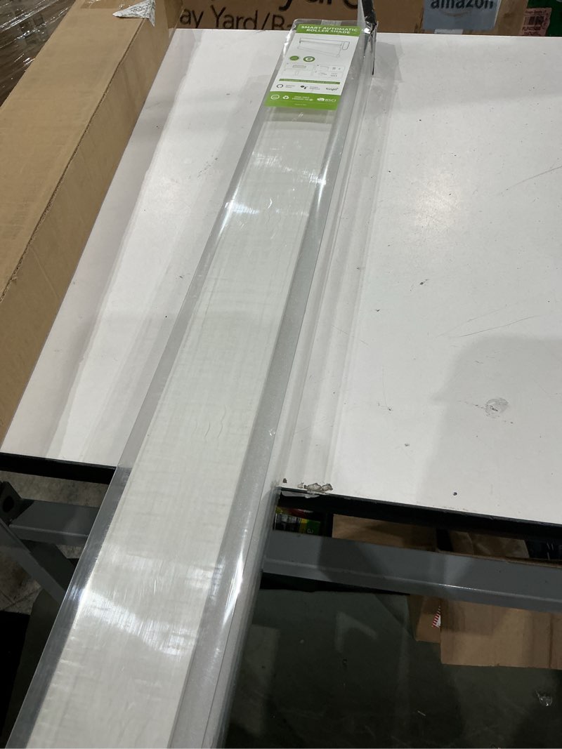 Condition photo showing As Is for grandekor no-drill no tools motorized blinds with remote | 34x36 white electric blackout smart roller shade/app/voice control-for home office, living room blackout-white 34"w x 36"h