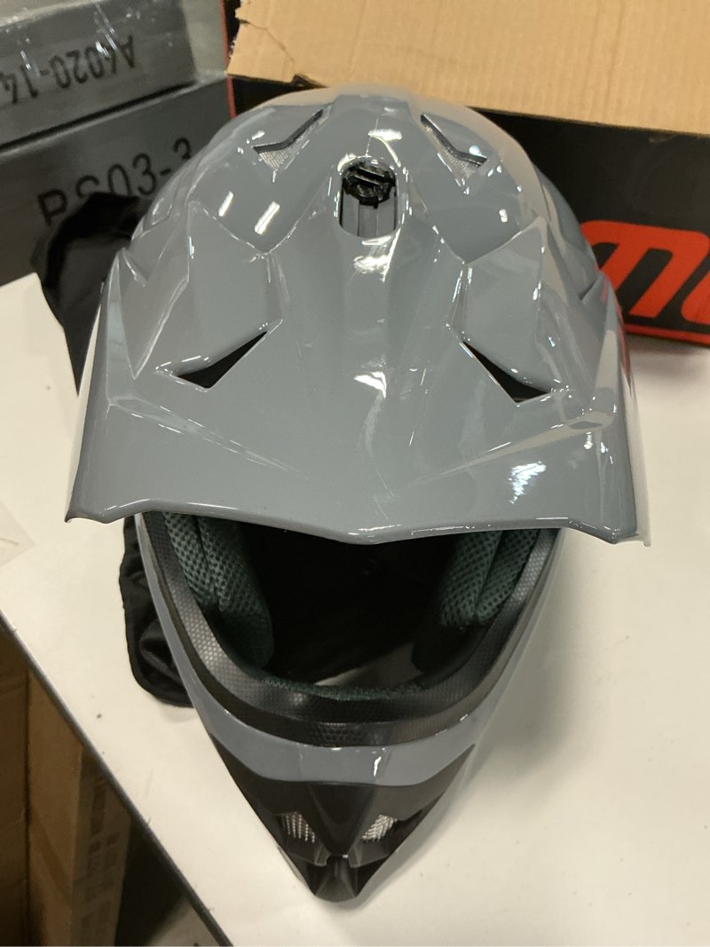 Condition photo showing Good Condition for Adult ATV Dirt Bike Helmet with Goggles Gloves & Mask Adjustable Sun Visor Motorcycle Adult Helmet Off-Road Motocross Downhill Moped MX for Unisex-Adult-Gray, XXL