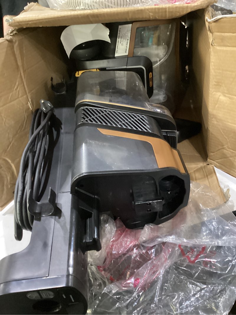 Condition photo showing Good Condition for missing accessories shark carpetxpert hairpro with stainstriker, upright carpet, area rug & upholstery cleaner, perfect for pets & hair removal, carpet shampooer, 4 cleaning tools, pet cleaning solution, copper, ex301 carpetxpert hairpro w/stainstrike
