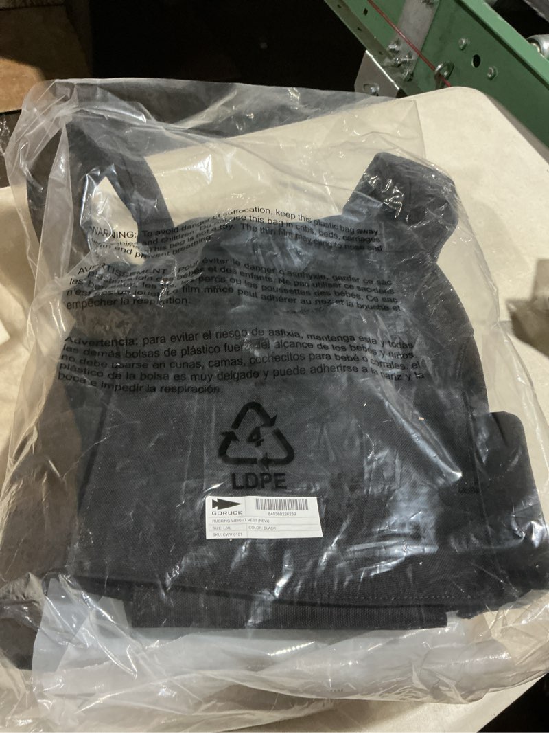 Condition photo showing Good Condition for GORUCK Rucking Weighted Vest for Men and Women - Ergonomic Design for Walking, Running, and Weight Loss Training - Adjustable Weighted Vest with Strorage Pocket Curved Weighted Vest L/XL Black
