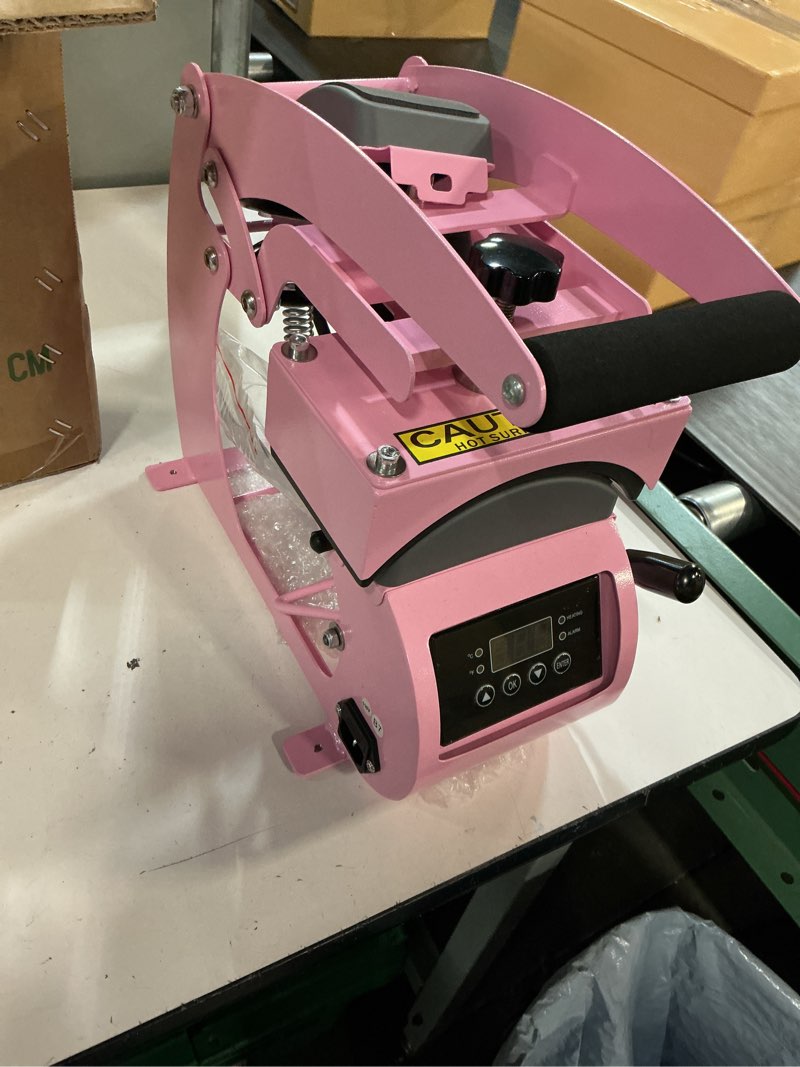 Condition photo showing New/Like New for hat press, hat press heat machine for caps, hat heat press with 2 platens and htv iron on for vinyl, sublimation, heat transfer (pink)