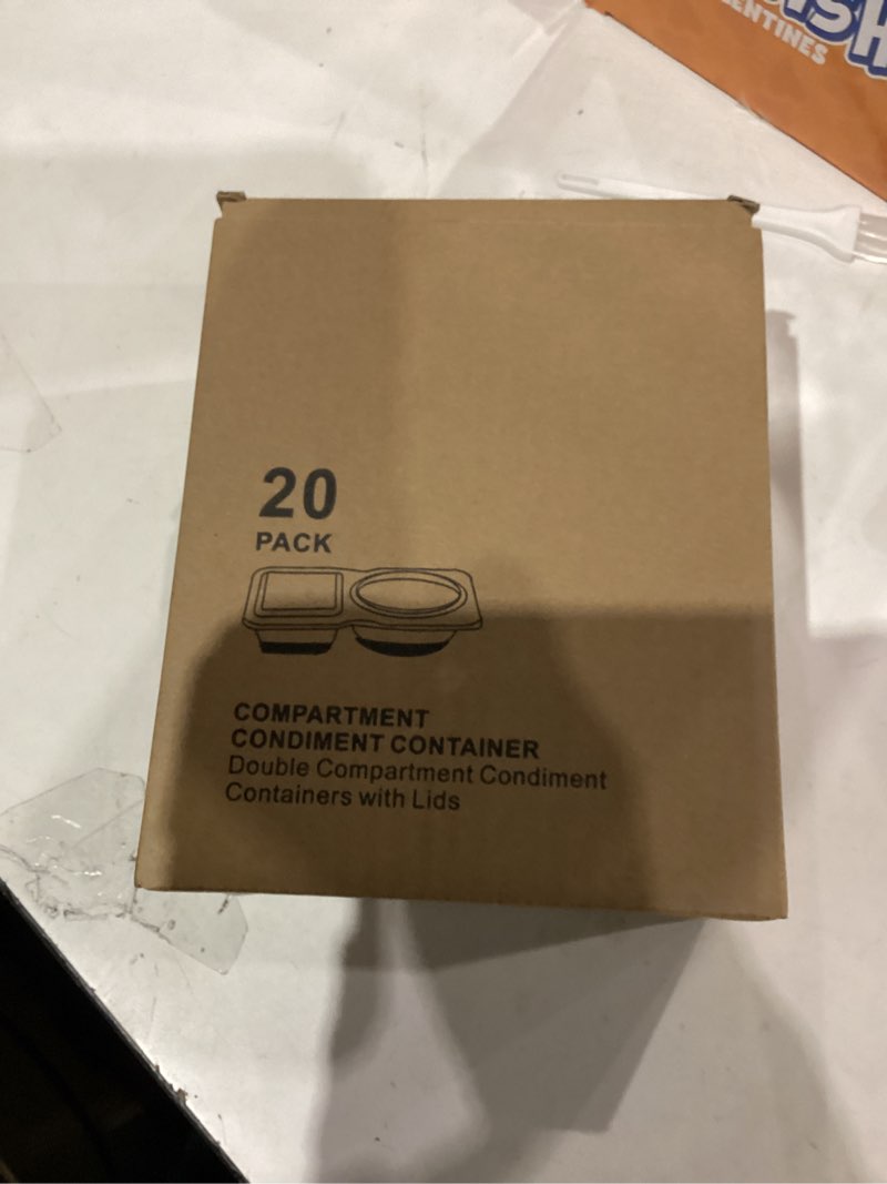 Condition photo showing New/Like New for RXRRXR 20PCS Double Compartment Condiment Container With Lids - Reusable Snack Pack Containers for Take-out Sauces Transparent 20PCS