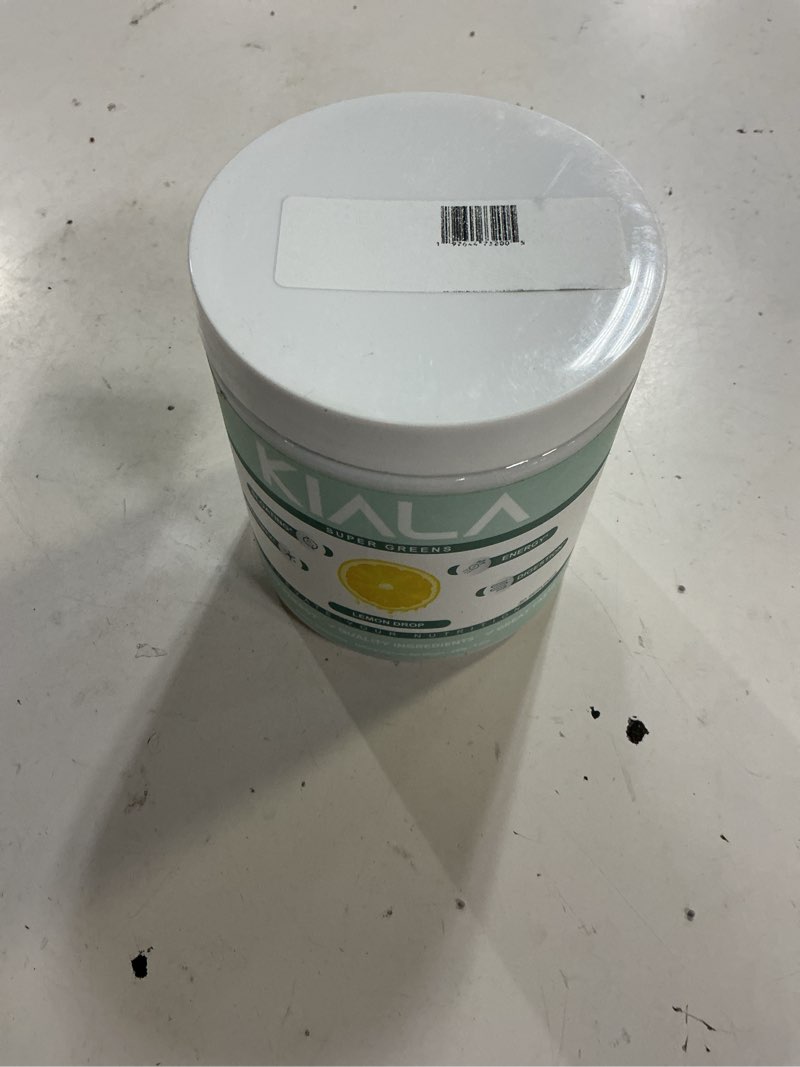 Condition photo showing New/Like New for (exp:06/2028)kiala nutrition super greens, organic greens powder with spirulina & chlorella for digestion, gut health, immunity, energy, gluten free, vegan, sugar free, spectra blend, miami vice flavor 30 servings