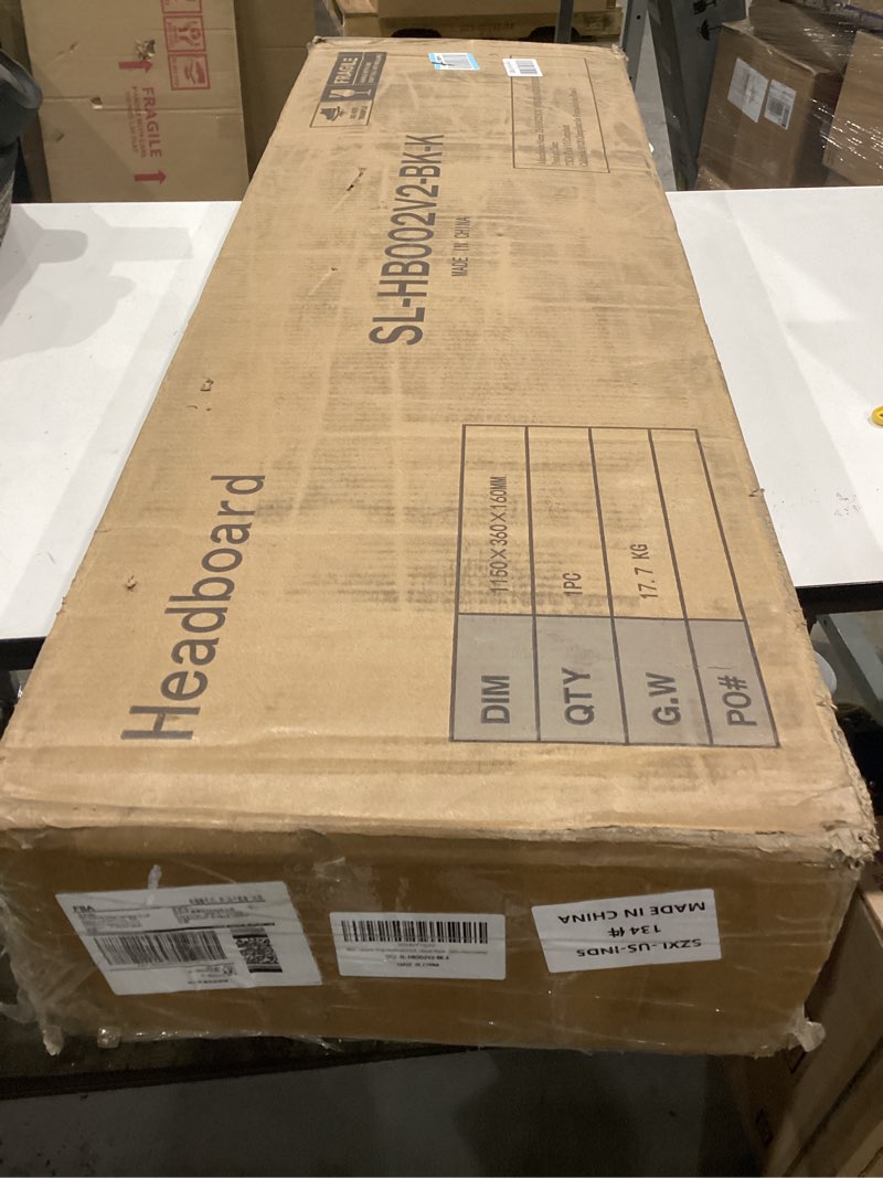 Condition photo showing New/Like New for full headboard only, headboard for full size bed with storage, upholstered headboards with led lights & charging station, attach frame, ideal for bedroom/dorm/guest room, black, faux leather full black