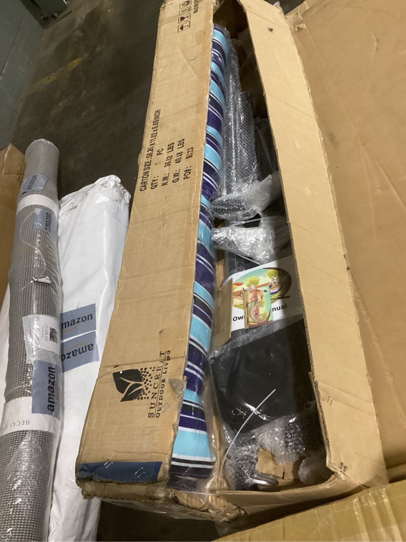 Condition photo showing Good Condition for SUNCREAT Double Hammock with Stand, Two Person Cotton Rope Hammock, Blue Stripe