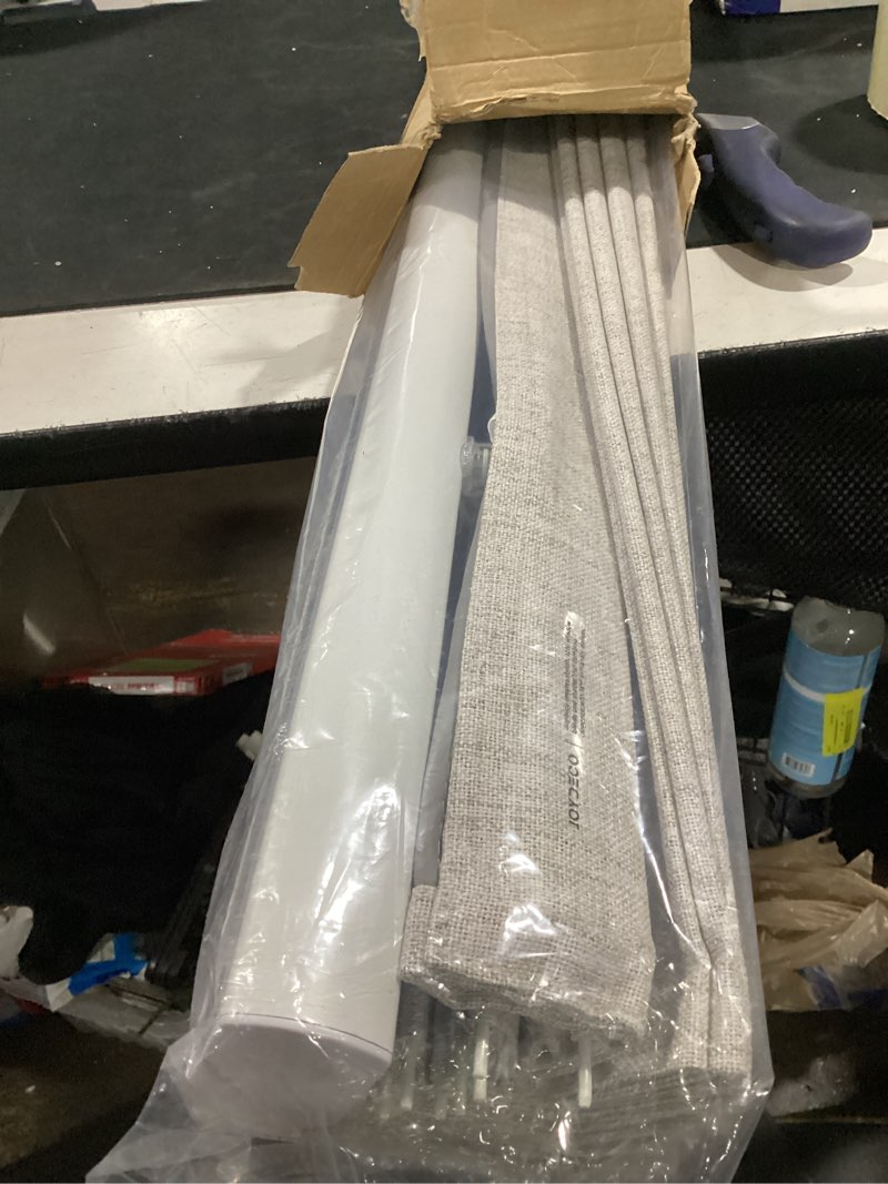 Condition photo showing Good Condition for joydeco cordless roman shades, linen window blinds, 40" w×75" h, white | thermal insulated blackout blinds, room darkening shades for indoor windows, easy to install greyish white 40"w x 75"h