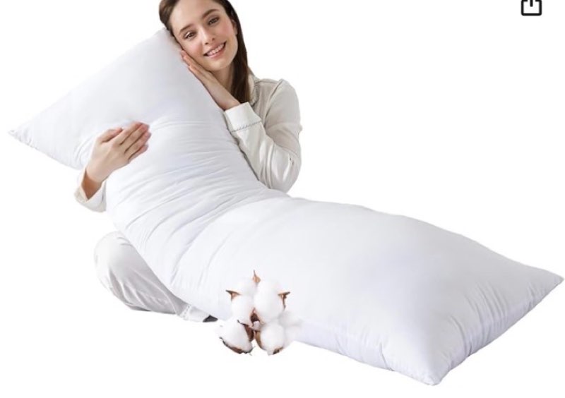 Bedtreat Full Body Pillow for Adults - Soft & Fluffy for Side Sleepers - Long & Breathable With Removable Cover (20 X 54, white