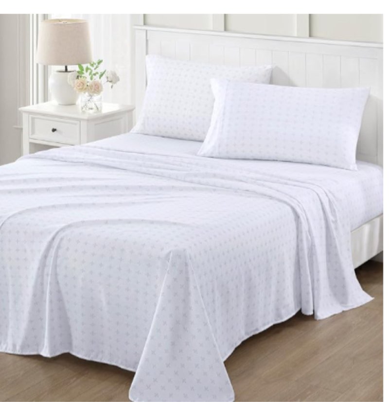 MARTHA STEWART Ultra Soft Brushed and Washed Microfiber 3 Piece Sheet Set, Easy Care, Comfy Sheets with Deep Pocket, 1 Flat Sheet, 1 Fitted Sheet, 1 Std. Pillowcase, Twin Size, White & Blush Pink Twin Swissdot Rose