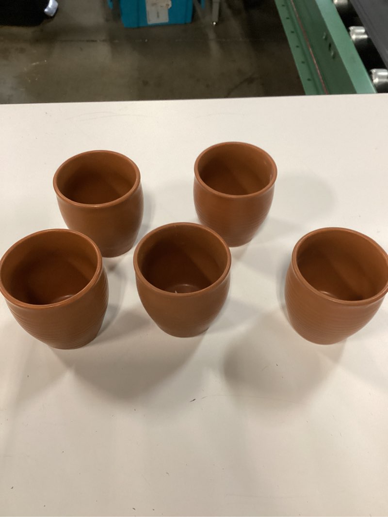 Condition photo showing Good Condition for kullad chai cup mitti clay kulhad kullad cups coffee mug, chai tea cup. colour: (brown) set of 5