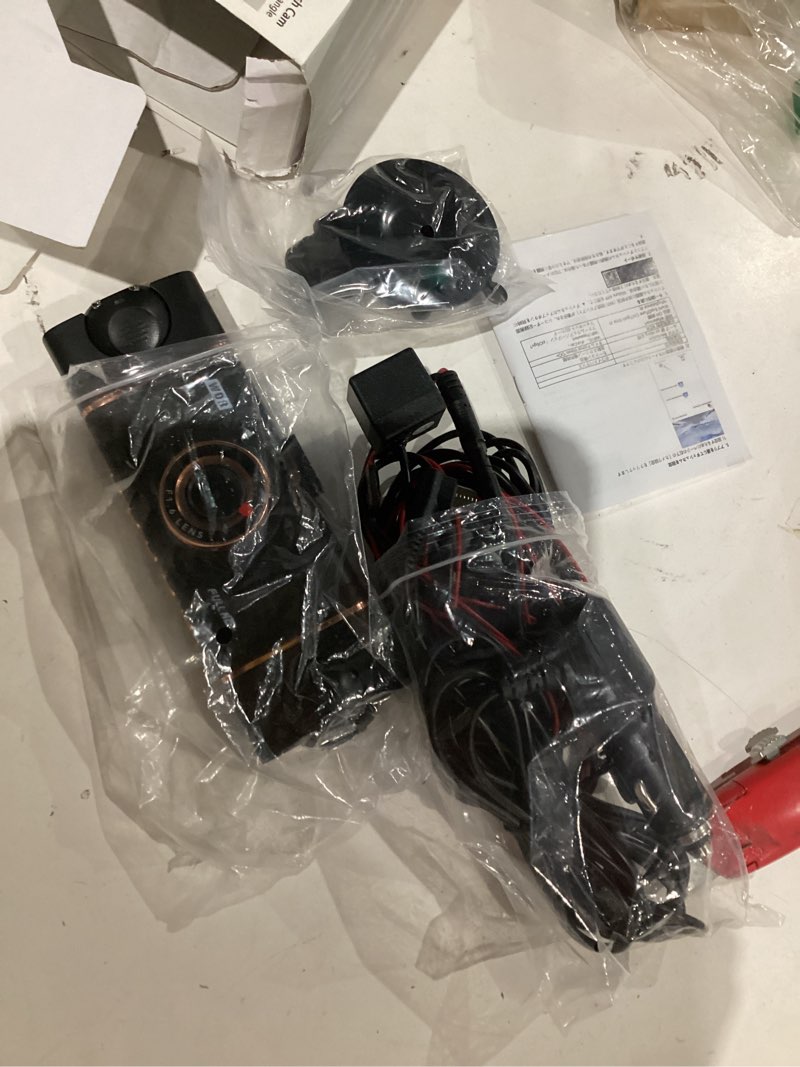 Condition photo showing As Is for 4 Channel 360° Dash Cam Front Rear Inside & Left Right,4K+1080P*3 FHD Car Camera,5GHz WiFi & App Control,8 IR Lamps Night Vision,24H Parking Mode,G-Sensor,Loop Recording,Includes 64GB SD Card?Black? Black Gold