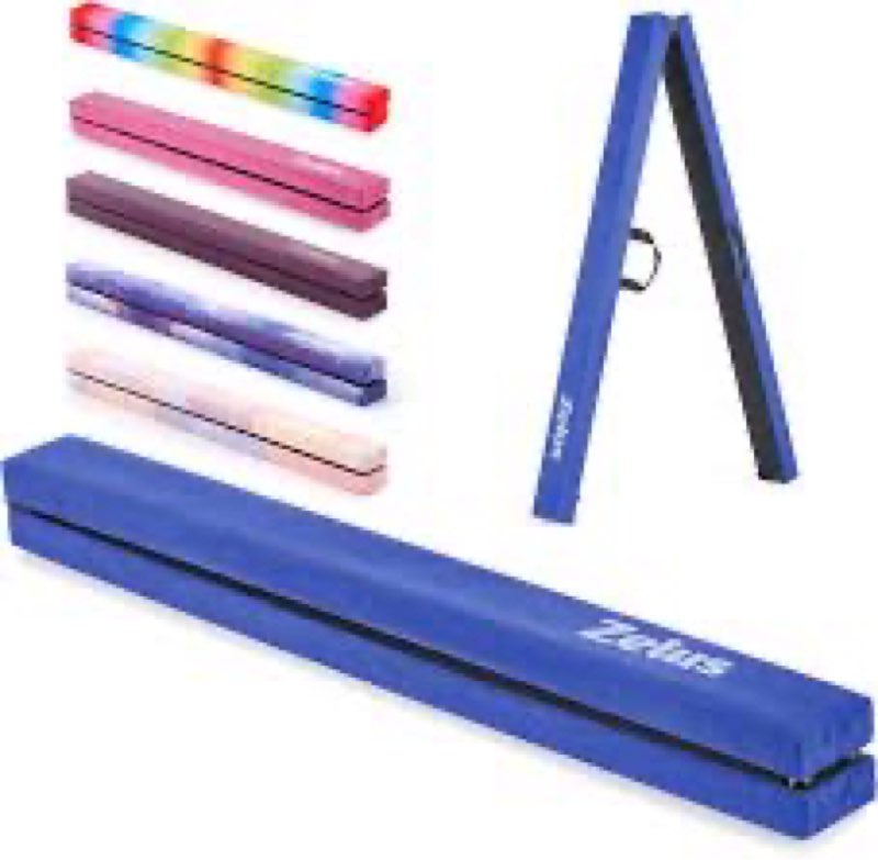 zelus 8ft folding balance beam for gymnastics | floor beam with anti-slip base & carry handles