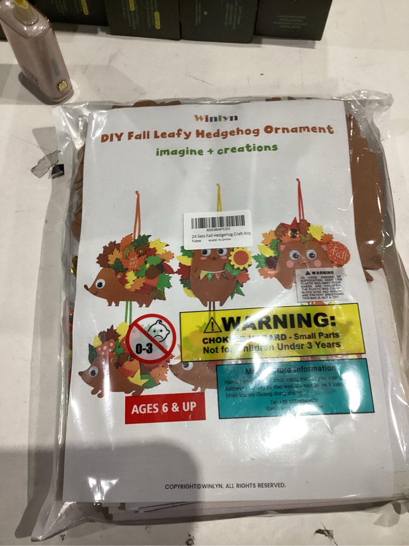 Condition photo showing New/Like New for Winlyn 24 Sets Fall Craft Kits Thanksgiving Crafts DIY Fall Leafy Hedgehog Ornaments Decorations Art Sets Autumn Leaf Foam Stickers Arts and Crafts for Kids Holiday Classroom Activities Party Favors