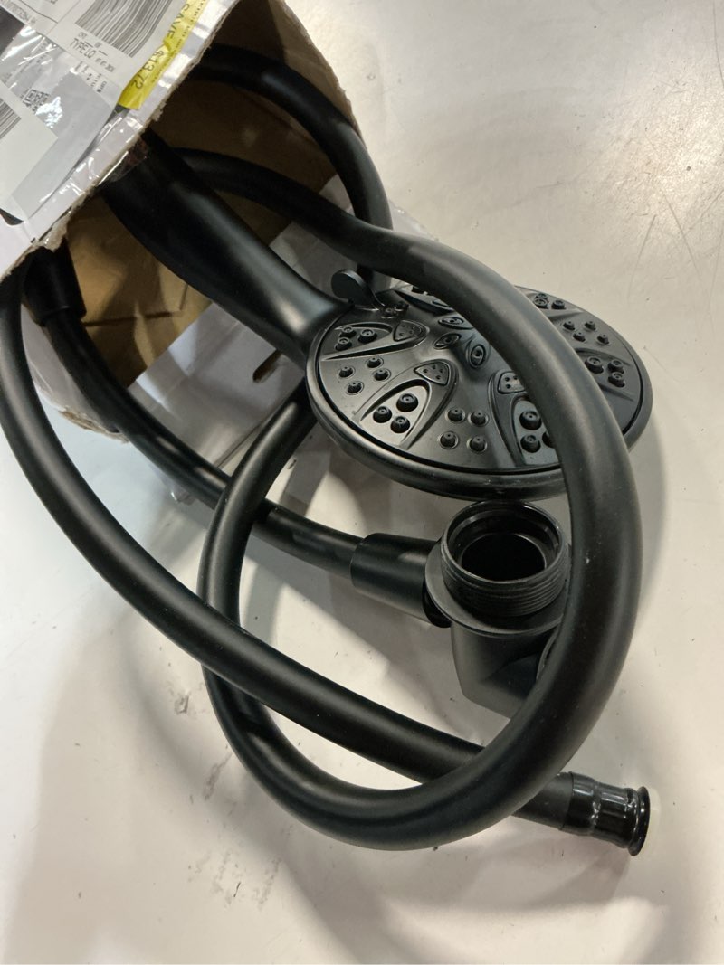 Condition photo showing As Is for mainstays 5-setting handheld shower head, matte black