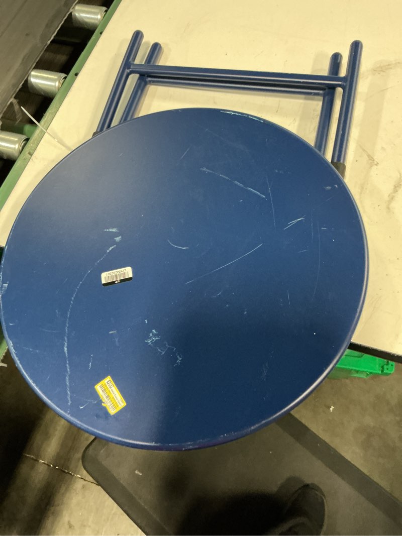 Condition photo showing As Is for metal round open weave accent patio end table navy - threshold™