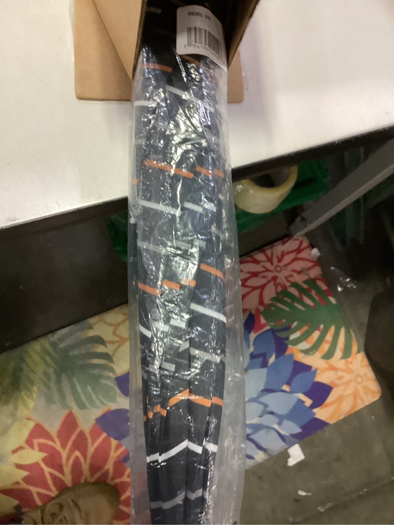 Condition photo showing Good Condition for totes eco auto open umbrella classic wooden j stick handle with easy grip - windproof, rainproof and durable canopy design – versatile travel, perfect for rainy days black grey orange stripe