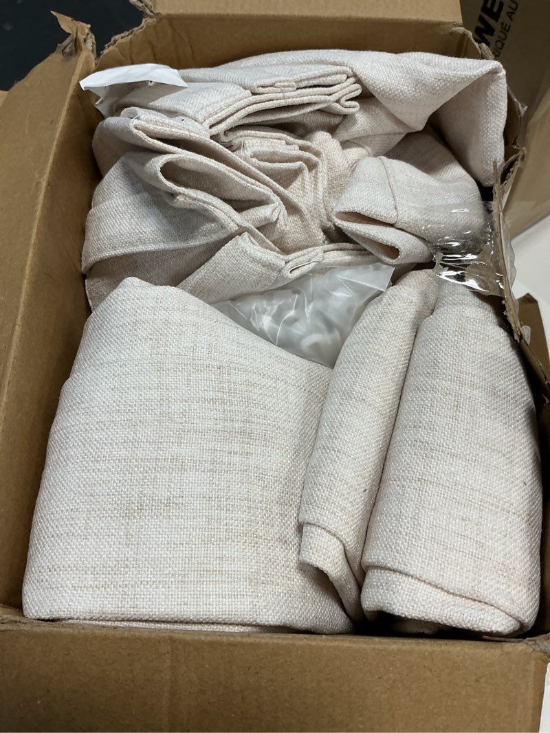 Condition photo showing Good Condition for MIULEE Pinch Pleated Thick Linen Curtains 90 Inches 4 Panels Set Ivory Cream Back Tab Memory Trained Pinch Pleat Semi Sheer Light Filtering Privacy Curtains Window Drapes for Living Room Bedroom Birch Birch 40"W x 90"L (Pack of 4)