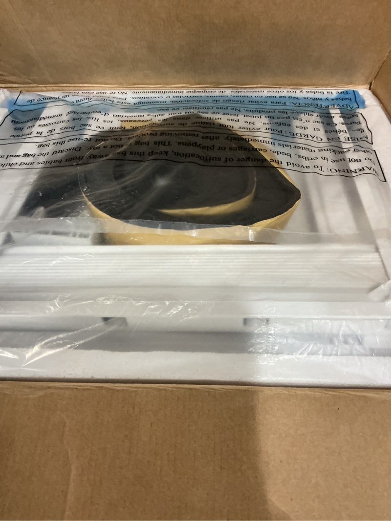 Condition photo showing Good Condition for frigidaire 5,000 btu window-mounted air conditioner, cools up to 150 sq. ft., quiet operation, effortless temperature control, 2 fan speeds, auto restart, white 5,000 btu mechanical controls