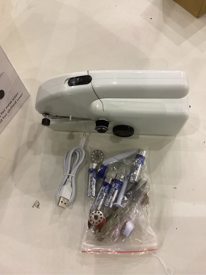 Condition photo showing Good Condition for Handheld Sewing Machine for Beginners, Portable Mini Sewing Machine with Two Speed Modes, Easy to Operate and Fast Stitch Suitable for Clothes, Fabrics and Quick Home Repairs White