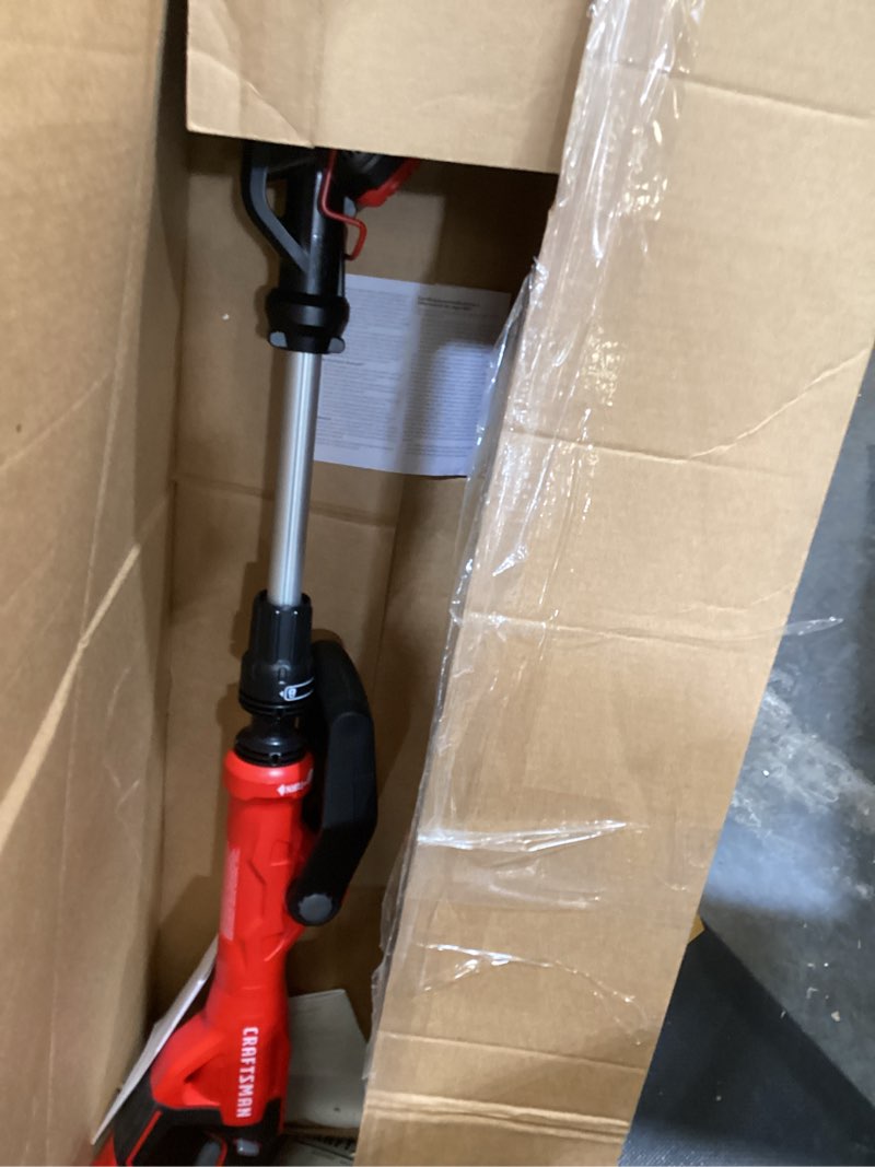 Condition photo showing Good Condition for craftsman v20 weed wacker and leaf blower cordless combo kit, includes 2.0 ah battery and charger, 13 in. string trimmer and edger, 90 mph blower (cmck197d1) 20v trimmer + blower kit