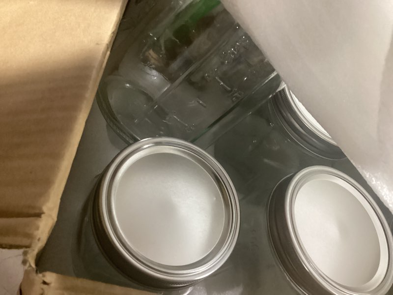 Condition photo showing As Is for rainforce 16 oz mason jars with lids regular mouth 15 pack-16oz glass jars with silver lids,bulk pint clear glass jars for meal prep, food storage with 20 labels