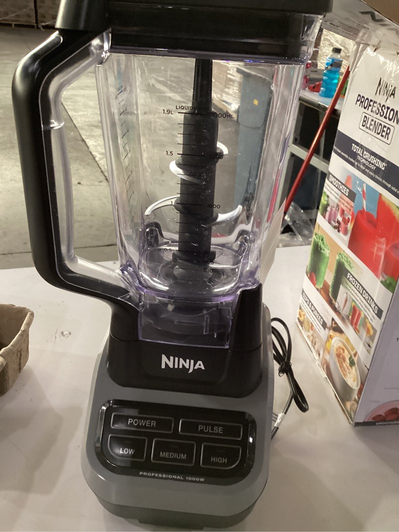 Condition photo showing As Is for *not tested cosmetic damage* Ninja BL610 Professional 72 Oz Countertop 1000-Watt Base and Total Crushing Technology for-Smoothies, Ice and Frozen Fruit, Black, Blender + Pitcher