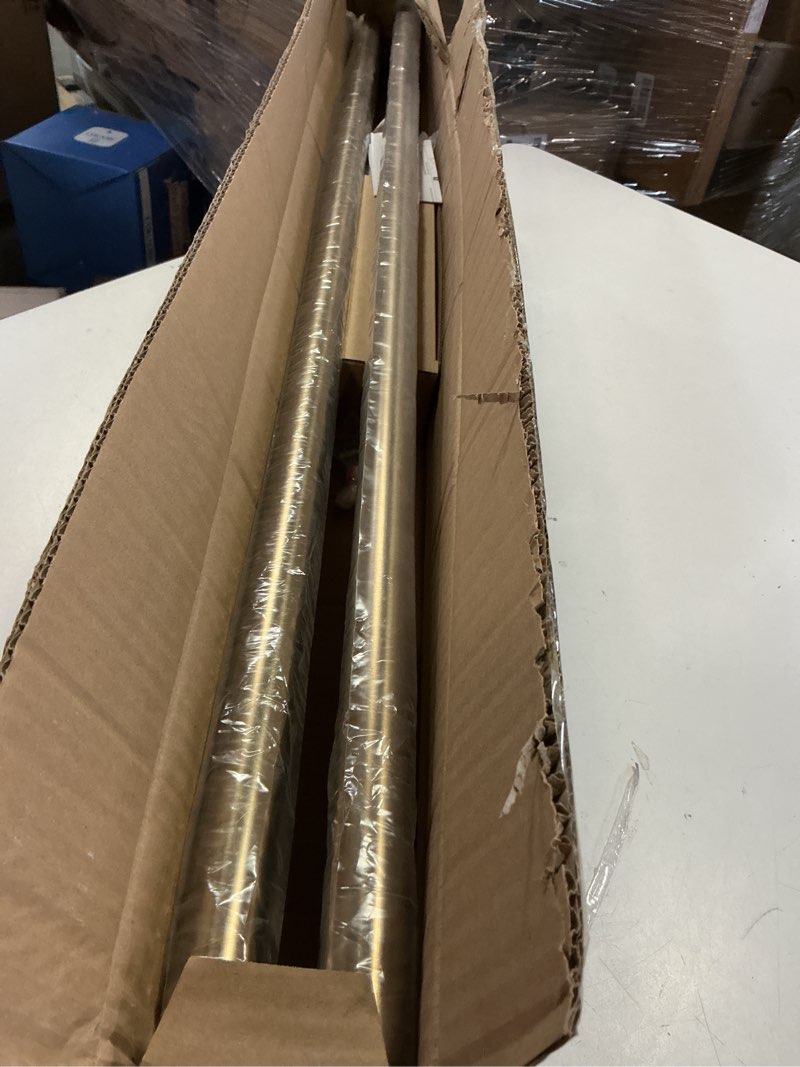 Condition photo showing New/Like New for Brass Gold Curtain Rods for Windows 72 to 144, 1 Inch Decorative Antique Brass Curtain Rod Heavy Duty with Adjustable Length & Easy Installation 72" to 144"