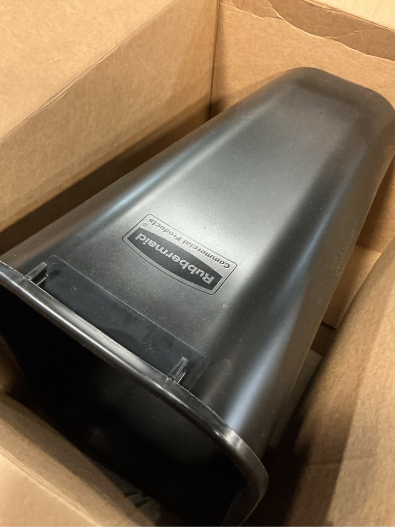 Condition photo showing Good Condition for rubbermaid commercial wastebasket trash container, 41qt/10.25 gal, plastic, black, stackable trash can for bedroom/bathroom/office, fits under desk/sink/cabinet 10.25 gallons black 1