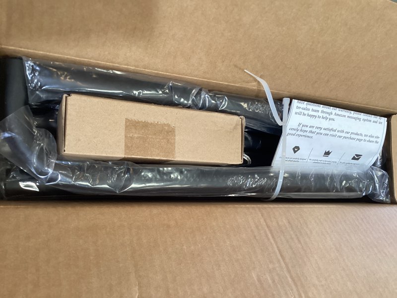 Condition photo showing As Is for curtain rods for windows 66 to 120 inch, black wrap around blackout curtain rod, 1 inch adjustable long heavy duty room darkening window treatment rods for bedroom, living room, sliding door black 60''-120'' (1 pack)