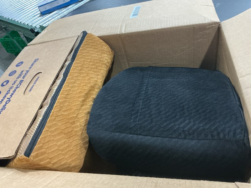 Condition photo showing Good Condition for dog car seat for medium/small dogs, dog booster car seat, pet booster seats up to 40lbs with waterproof layer, 3 storage pockets and safety belt (black/brown)