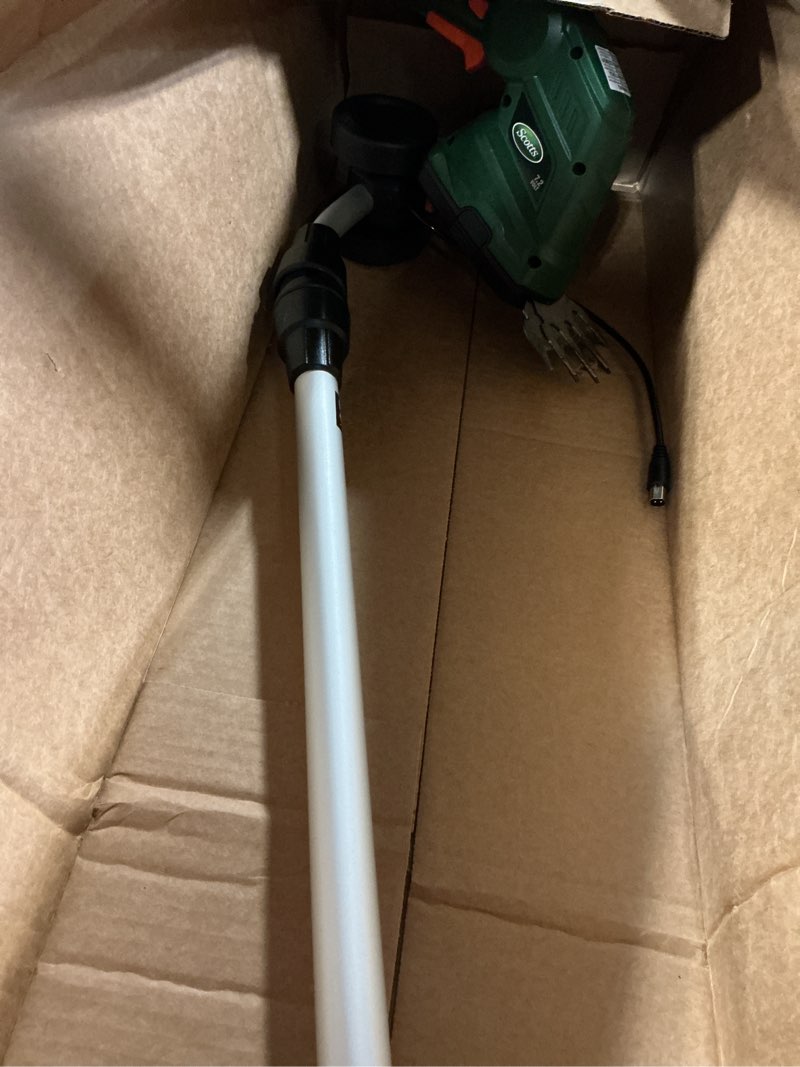 Condition photo showing Good Condition for scotts outdoor power tools lss10272ps 7.5-volt lithium-ion cordless grass shear/shrub trimmer with wheeled extension handle, green 7.5-volt shrub shear w/pole