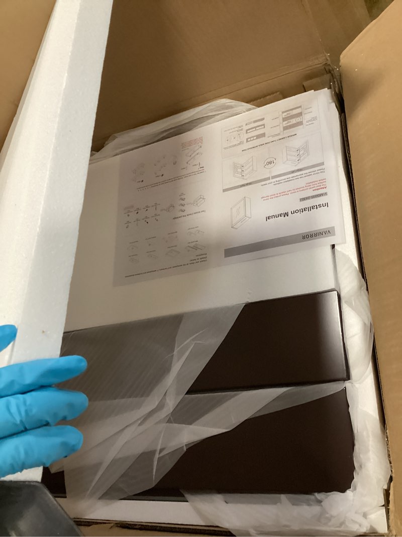 Condition photo showing New/Like New for Bathroom Mirror Cabinet - Large Single Door 24x30 inchs Wall Cabinet Bathroom Vanity Mirror Cabinet with Facial Tissues Slot and Multifunctional Storage Area 24x30 Brown-2430