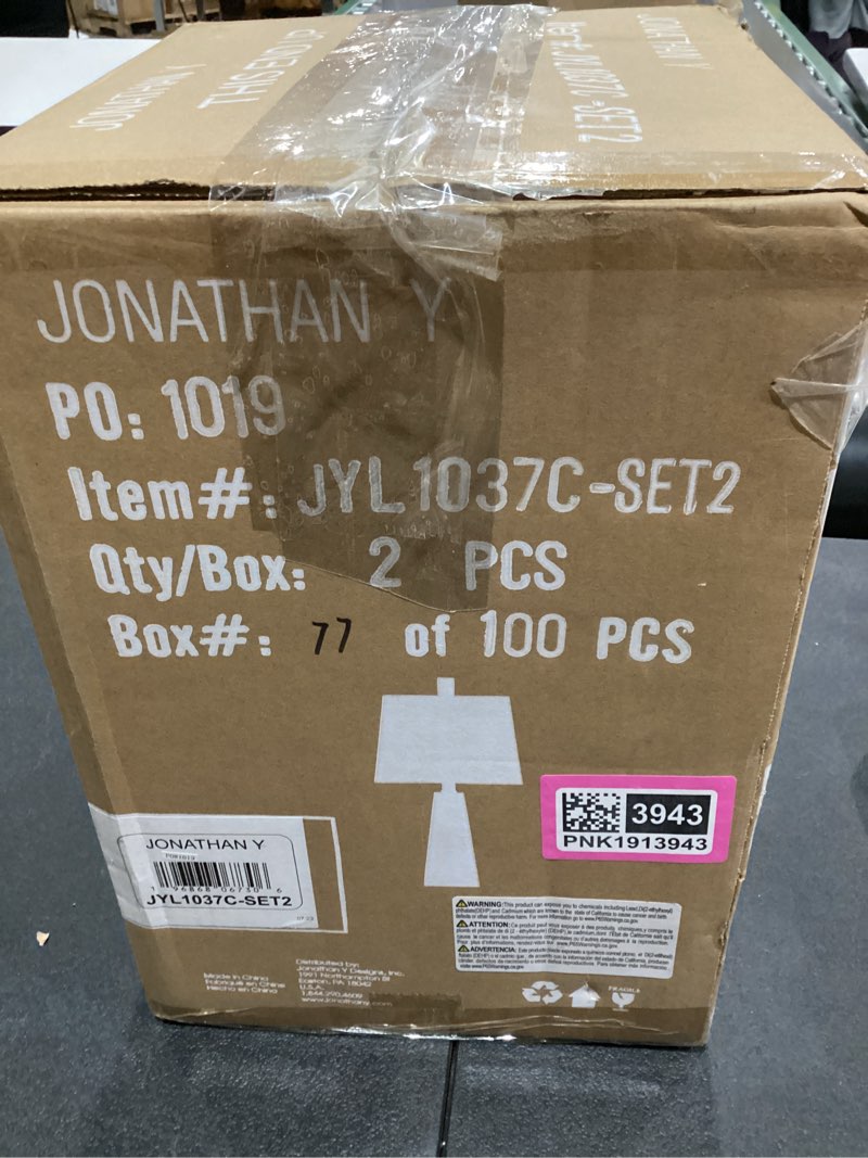 Condition photo showing New/Like New for JONATHAN Y JYL1037C-SET2 Owen 20.5" Resin LED Table Lamp Contemporary, Office, Living Room, Family Room, Dining Room, Bedroom, Hallway, Foyer, Dark Gray Terrazzo (Set of 2) Dark Gray Terrazzo Set of 2