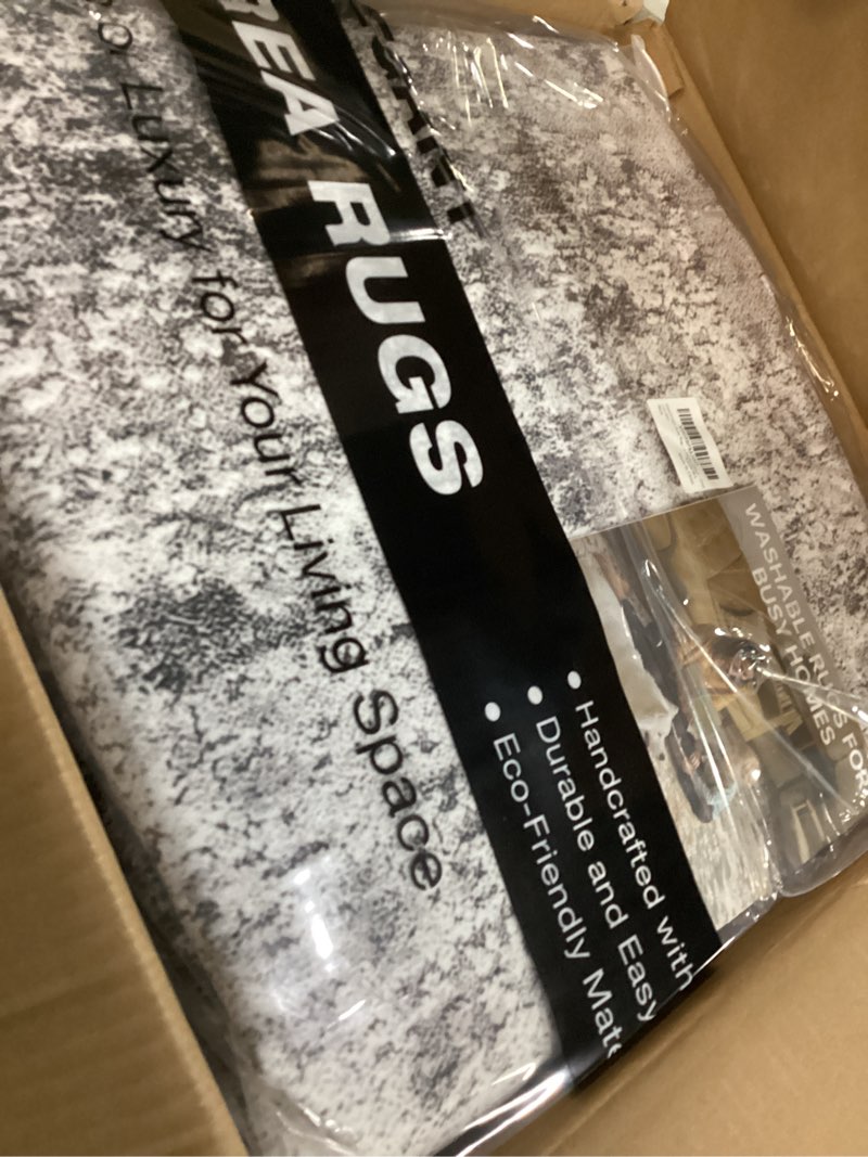 Condition photo showing Good Condition for area rug living room rugs - 9x12 large soft indoor neutral modern abstract low pile washable rug carpet for bedroom dining room farmhouse home office - grey grey 9' x 12' (rectangular)
