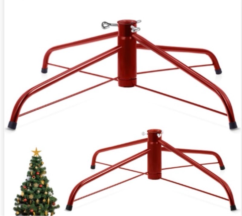 hotop 2 pcs 24" and 16" large christmas tree stand for artificial foldable metal xmas tree stand replacement christmas base for 6.5 to 8 ft, fits poles up to 1.3" and 0.7"(dark green)