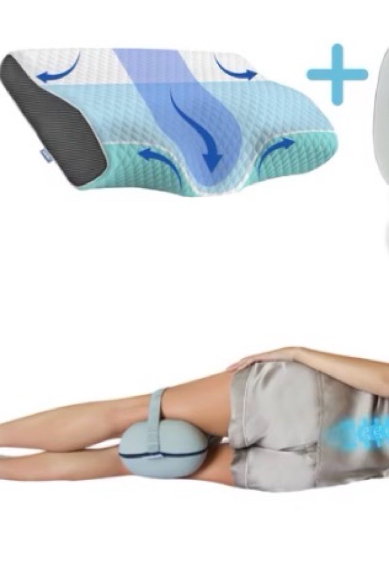 Derila King Size Memory Foam Cervical & Knee Pillow Set. Neck, Back, Knee Pain Relief