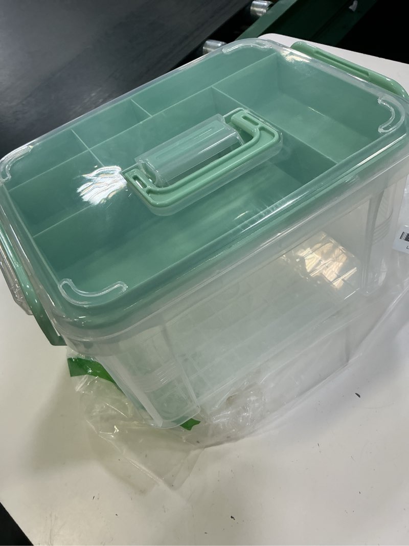 Condition photo showing New/Like New for 15qt clear medicine organizer storage box with handle & tray - thickened plastic empty first aid box, multipurpose medical container with lids/labels, medication caddy for home, baby, elderly, dorm 6