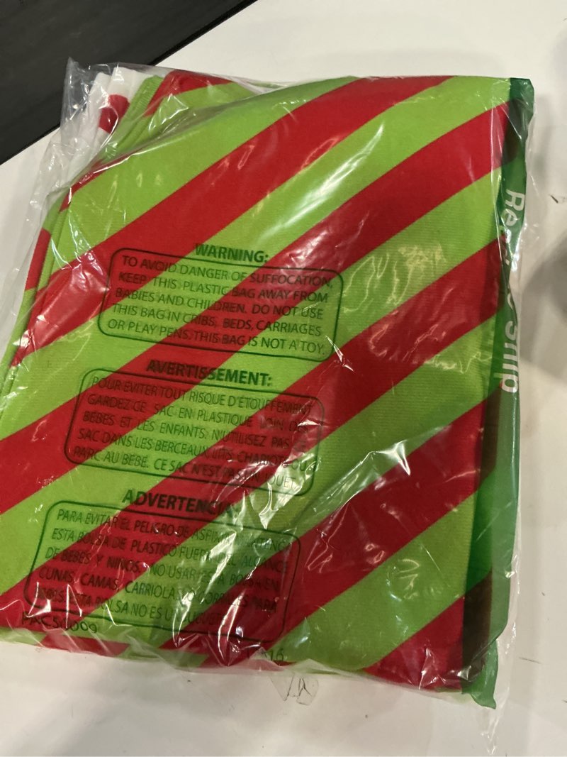 Condition photo showing New/Like New for 23.6x19.6 Inch Red Green Christmas Chair Covers Set of 6 Plush Santa Hat Chair Covers Polka Dot Stripe Christmas Dining Chair Covers Santa Hat Seat Covers for Xmas Party Home Dining Room Decor