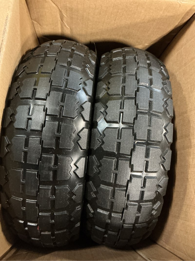 Condition photo showing Good Condition for seunmuk 2 pack 10" x 2'' solid rubber hand truck wheel, 5/8 inch axle heavy duty rubber replacement tires, replacement tire for hand truck, garden cart, 330 lb load capacity