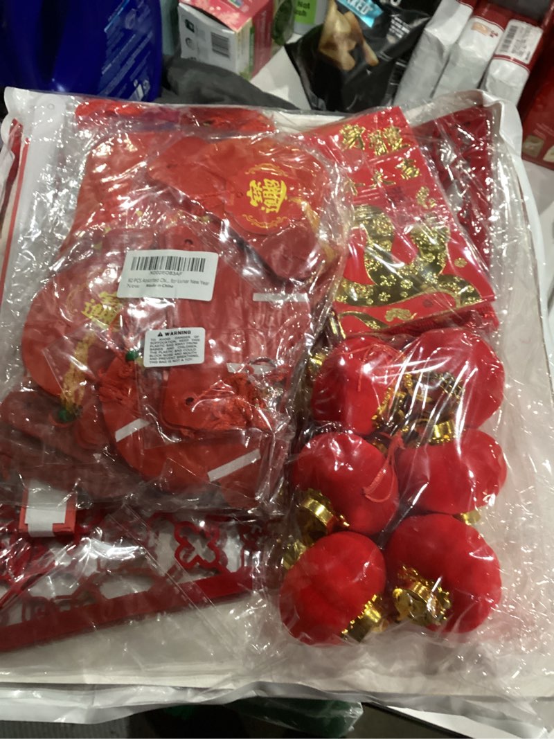 Condition photo showing New/Like New for Supla 82 Pcs Chinese New Year Decorations Chinese Hanging Good Luck Ornaments Red Lanterns Festive Tree Ornaments Paper Fans for Asian Chinese Lunar New Year 2026 Year of The Horse Party Decor