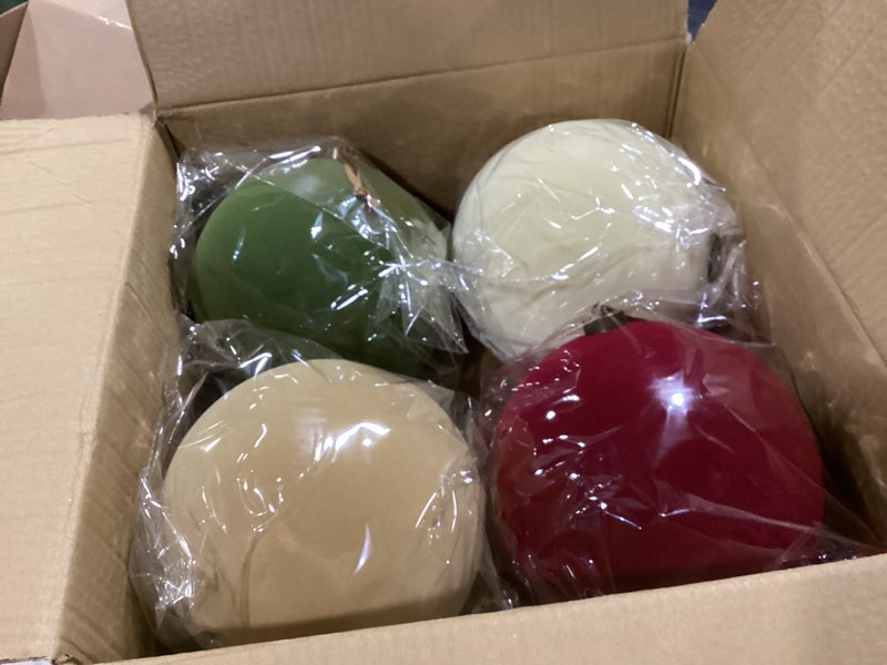 Condition photo showing New/Like New for Weysat 4 Pcs 8 Inch Extra Large Velvet Christmas Ball Ornaments Set Flocked Holiday Ornaments Giant Velvet Xmas Balls for Christmas Tree Festive Indoor Display Holiday Party (Earth Tones Mix) Earth Tones Mix 4