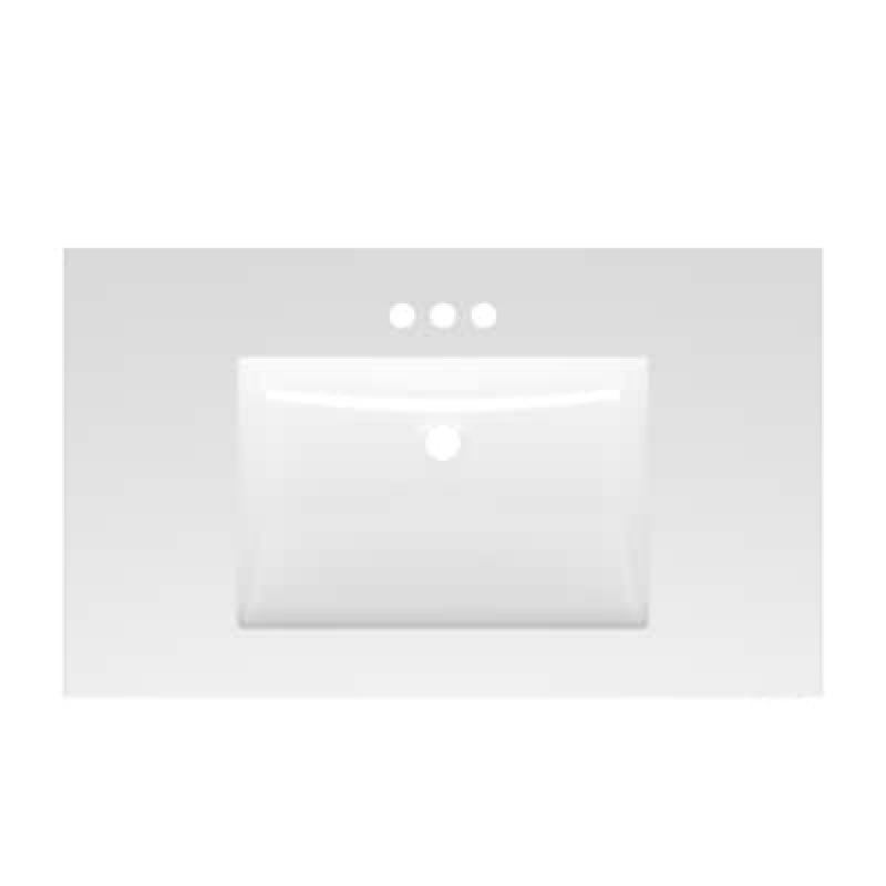  project source 37-in x 22-in white cultured marble single sink 4-in centerset faucet